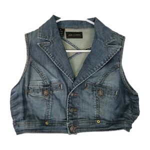House of Dereon Vintage Y2K Denim Vest Women's Medium Button Front Streetwear
